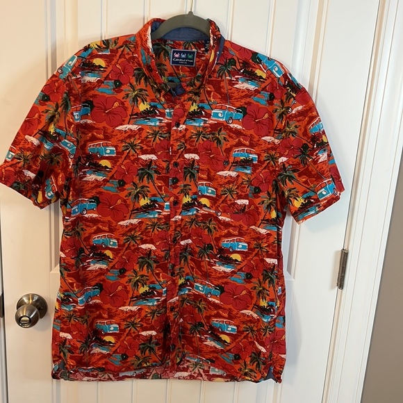 Charleston Threads men’s retro Hawaiian shirt size XL orange blue summer - Picture 1 of 10